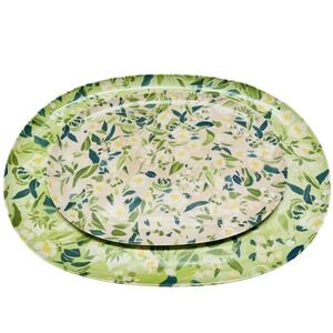 Pier 1 Imports Melamine Set of 2 Serving Platters Tray Blues Greens Floral